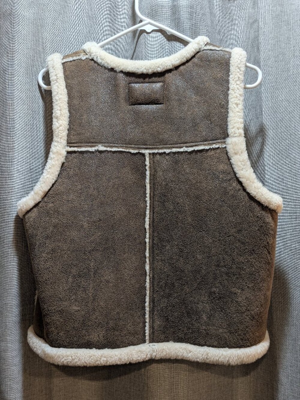 Vintage 1989 Ralph Lauren Shearling Lamb Fur Suede Vest L Brown Full Zip V Neck - Picture 6 of 13
